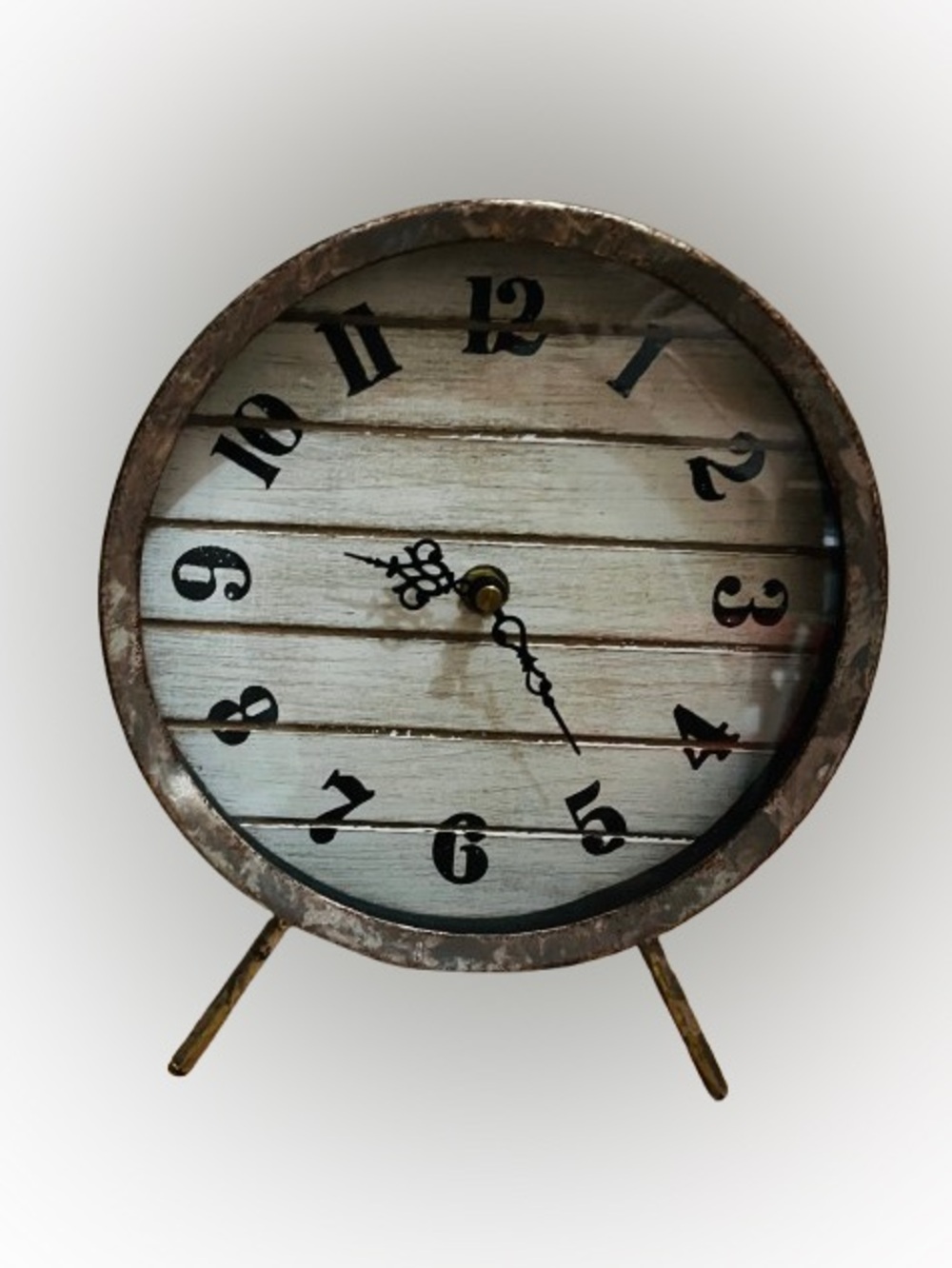 Rustic White and Brown Table Clock - Decorative Home Wall Decor